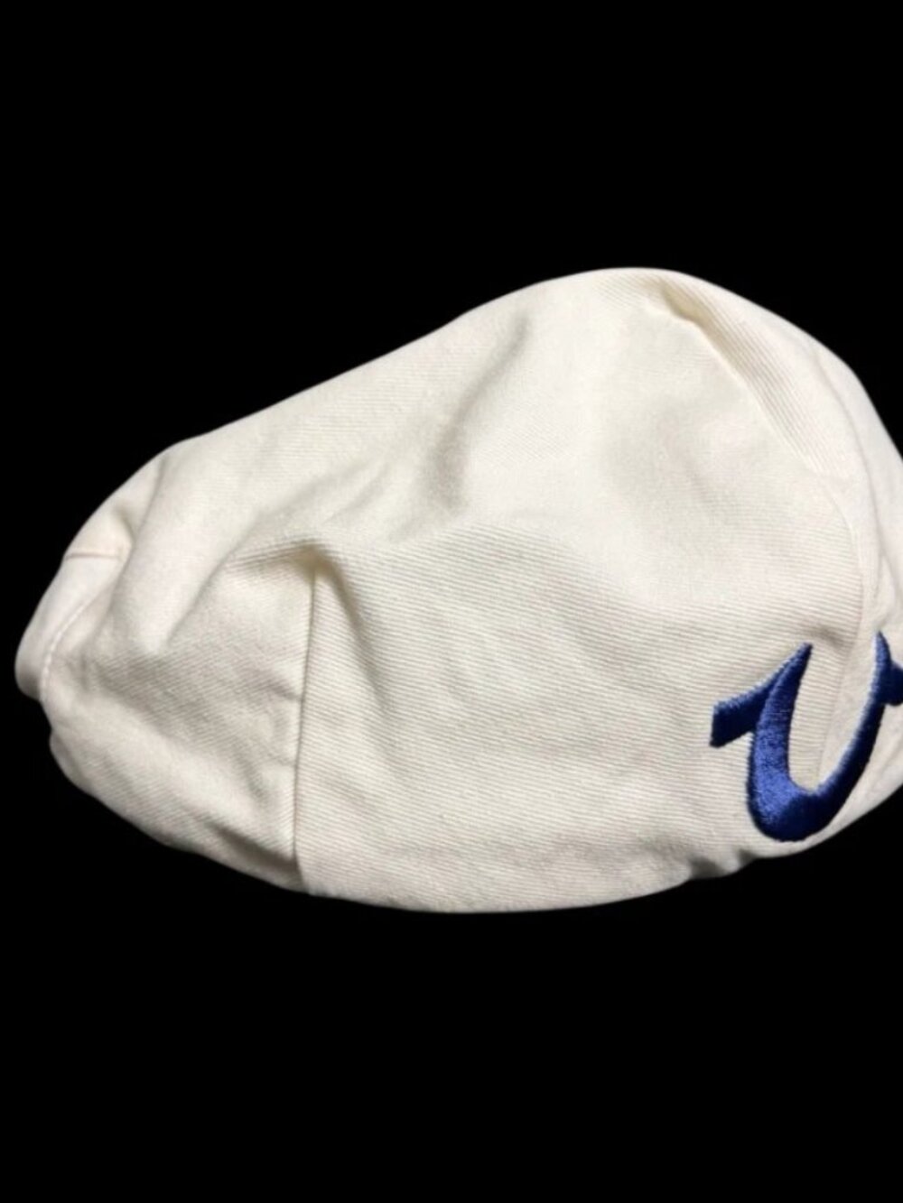 True Religion Hat Flat Cap Fitted Mens One Size White Twill Embroidered Logo